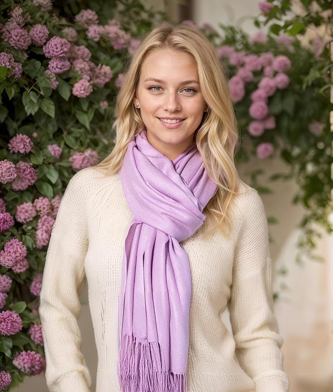 Achillea Soft Silky Pashmina Scarf for Women – Shawl Wrap for Evening Dresses, Bridesmaids, Weddings & Everyday Wear