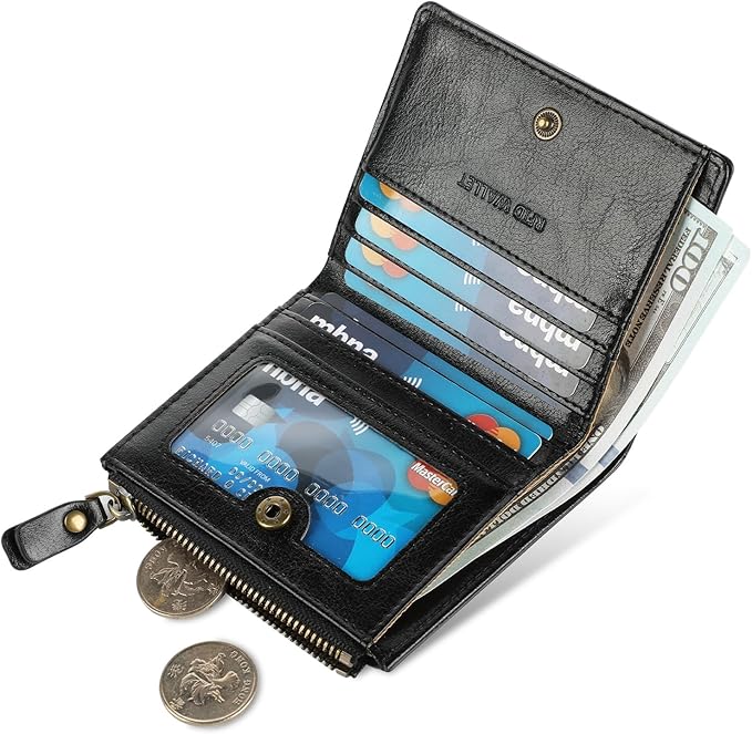 Lavemi Ultra Thin Small Compact Leather Womens Girls Wallets RFID Blocking Credit Card Holder for Women
