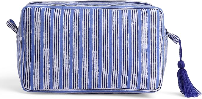 Huar Travel Makeup Bag- Large Capacity Cosmetic Bags for Women - Water Resistance Lining Portable Pouch & Open Toiletry Bag - Perfect Girls Makeup Organizer for Travel Essentials (Blue)