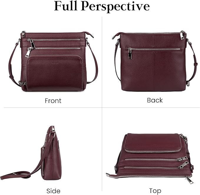 befen Genuine Leather Crossbody Bags for Women, Medium Anti-Theft Shoulder Purse with Built in RFID Wallet for Travel