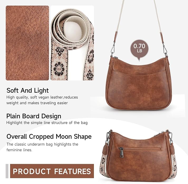 APHISON Trendy Leather Crossbody Purse with Adjustable Strap, Women's Shoulder Handbag
