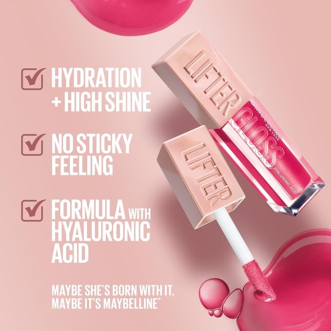 Maybelline New York Lifter Gloss Hydrating Lip Gloss with Hyaluronic Acid, Sweetheart, Sheer Red, 1 Count