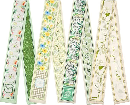4 Pack Purse Scarf Handbags Skinny Twill Hair Scarves Narrow Neck Scarf Band Women Fashion Accessories Bag Charms