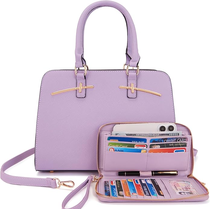 Purses for Women Handbag Wallet Tote Shoulder Hobo Bag Top Handle Satchel Purse Set 2pcs with 3 Compartments
