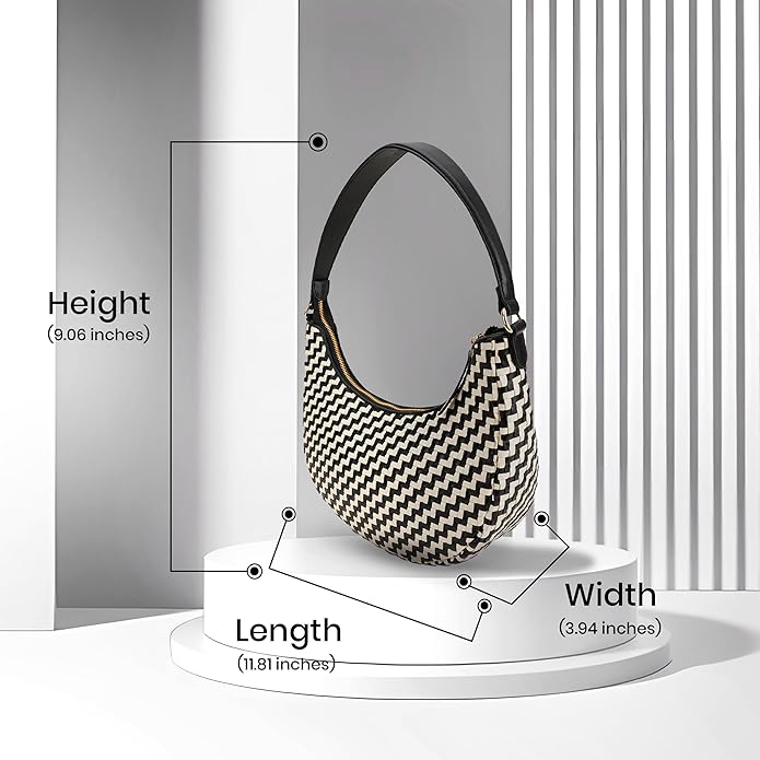 Handmade Woven Genuine Leather Bag, Premium Quality, Crossbody Purse & Hobo Handbag, Diagonal Pattern, 11.81x3.94x9.06 Inches
