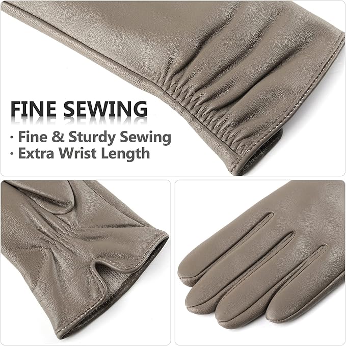 Dsane Womens Winter Leather Touchscreen Texting Warm Driving Lambskin Pure Genuine leather Gloves