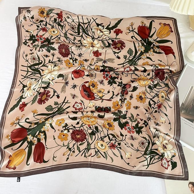 Livrerpi Silk Feeling Head Scarf Fashion Satin Hair Scarf Square Long Scarves for Women Gifts