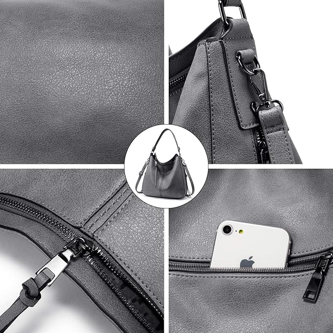 Realer Hobo Crossbody Bags for Women Designer Faux Leather Hobo Handbags Retro Large Size Shoulder Bag Bucket Purse