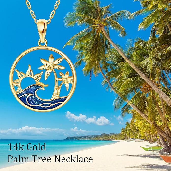 ELFRONT Mothers Day Gifts 14k Real Gold Dainty Necklace, Solid Gold Delicate Pendant For Women Mom Lover