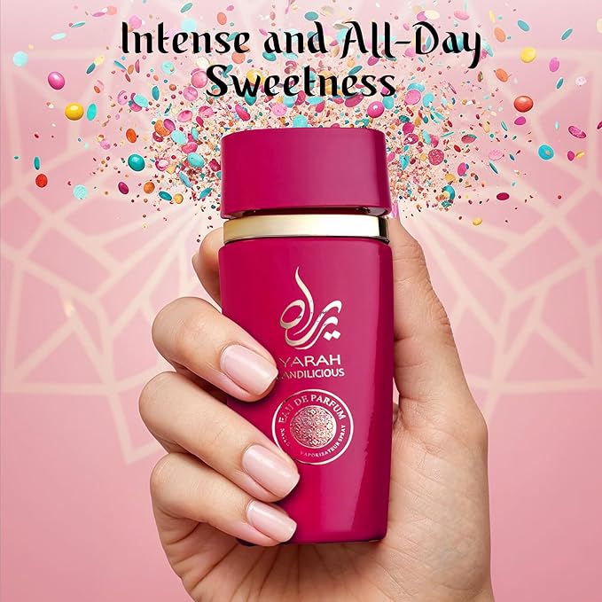 SAADAH Yarah Candilicious Eau De Parfum for Women 4.0 Fl.oz, 120ml Fruity Floral Gourmand Perfume, Sweet Strawberry Vanilla Cotton Candy, Gardenia Amber Musk, Long Lasting Luxury Fragrance
