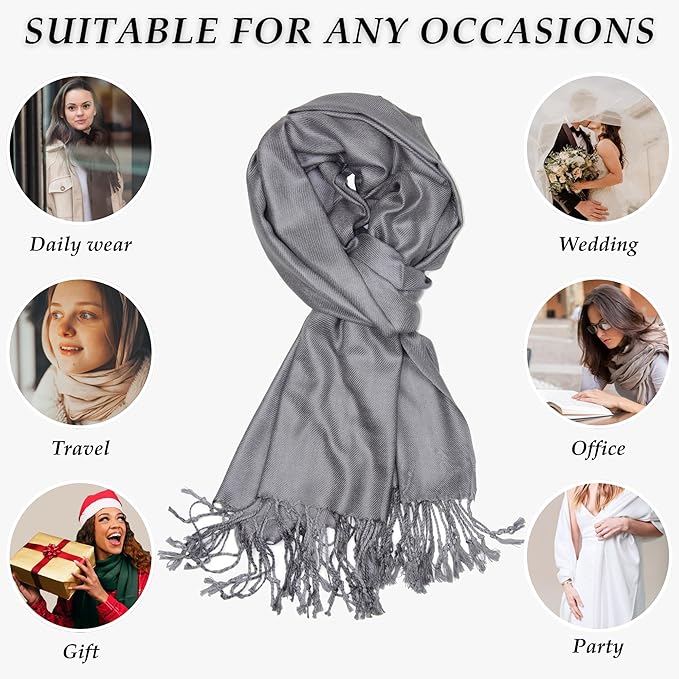 Achillea Soft Silky Pashmina Scarf for Women – Shawl Wrap for Evening Dresses, Bridesmaids, Weddings & Everyday Wear