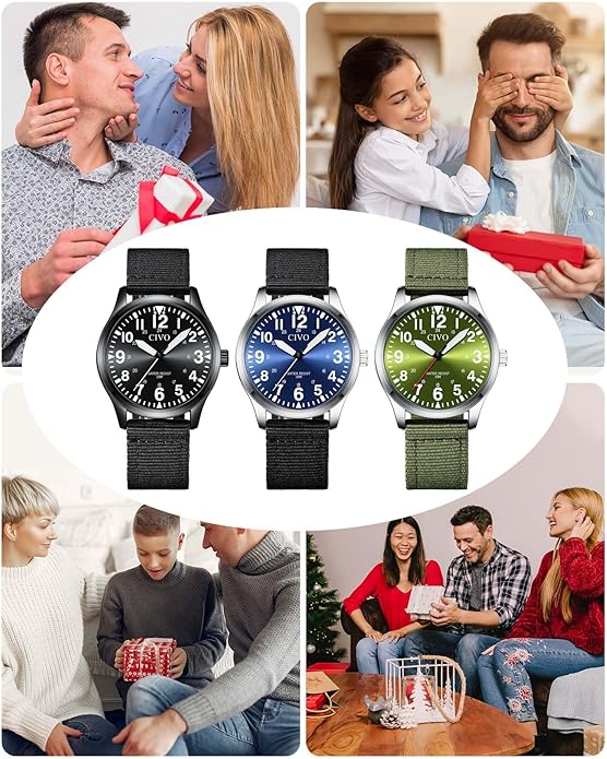 CIVO Analog Wrist Watches for Men: Waterproof Stainless Steel Mens Watches - Silver Watch with Easy Read Dial Men's Watch for Gift