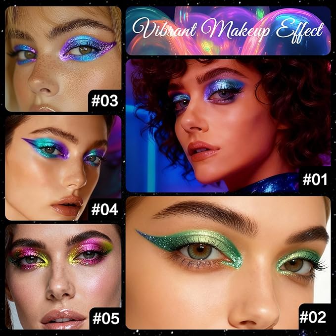 Chameleon Metallic Eyeshadow & Eyeliner Gel Pencil – Multichrome Shifting Colors Glitter Eye Makeup, Waterproof Long-Lasting Smudge-Proof Duochrome Pencil (Electric Blue to Royal Purple)