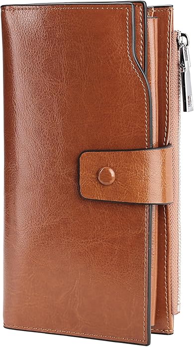YALUXE Women's Genuine Leather Wallet RFID Blocking Multi Card Holder with Cell Phone Pocket Mothers Day Gifts