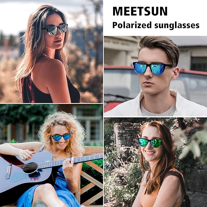 MEETSUN Polarized Sunglasses for Women Men Trendy Classic Retro Designer Style