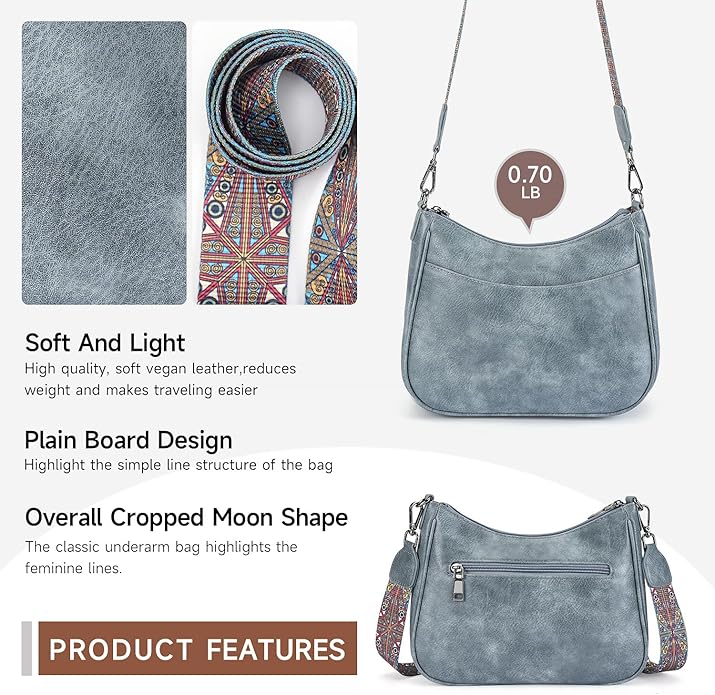 APHISON Trendy Leather Crossbody Purse with Adjustable Strap, Women's Shoulder Handbag