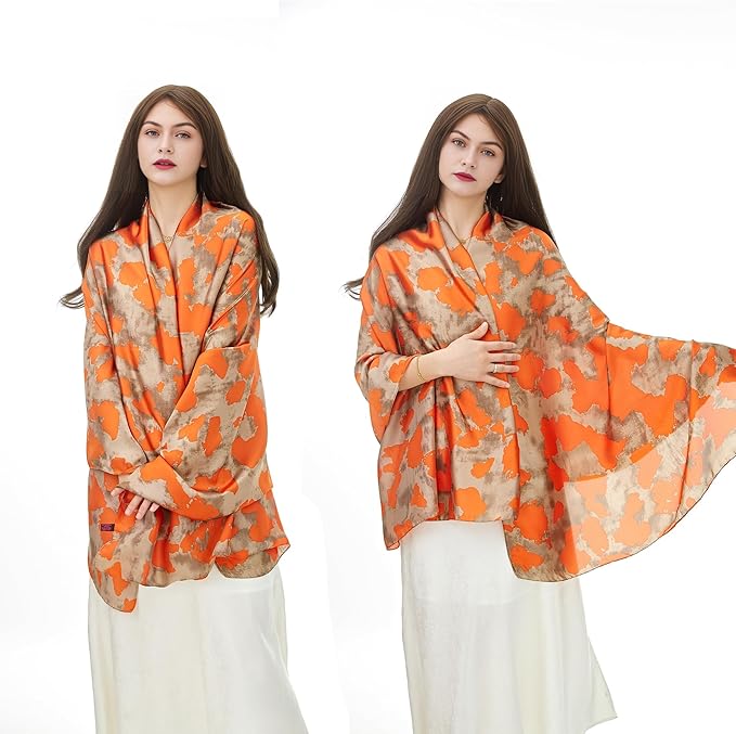 YOUR SMILE Large Mulberry Silk Feeling Long Stain Scarf Lightweight Sunscreen Shawls Wraps for Women