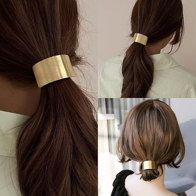 Metal Ponytail Hair Clips Gold Ponytail Holder Cuffs,Retro French Barrettes Large For Women Girls Long Thick Curly Hair Decorative Accessories