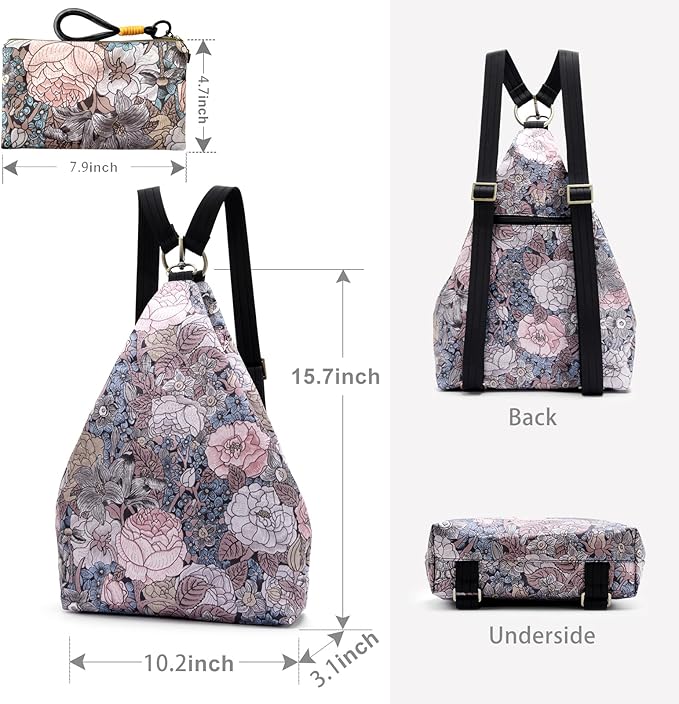 Black Butterfly Premium Backpack for Women, Bohemia Style Fashion Casual Daypack Backpack, Small Backpack Purse (07-grey plus)