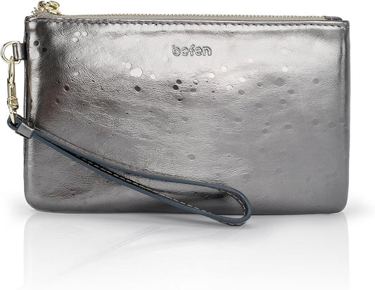 befen Genuine Leather Wristlet Clutch RFID Blocking Bag Cell Phone Wallet Purse Wristlet Wallet Purses and Handbags for Women