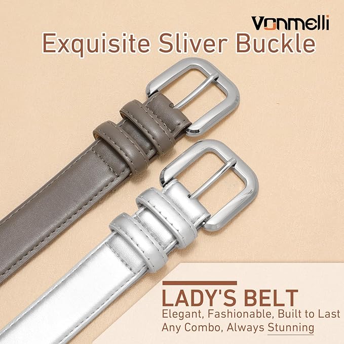 VONMELLI Leather Belts for Women Fashion Wasit Ladies Belt for Jeans Pants Dresses with Pin Buckle