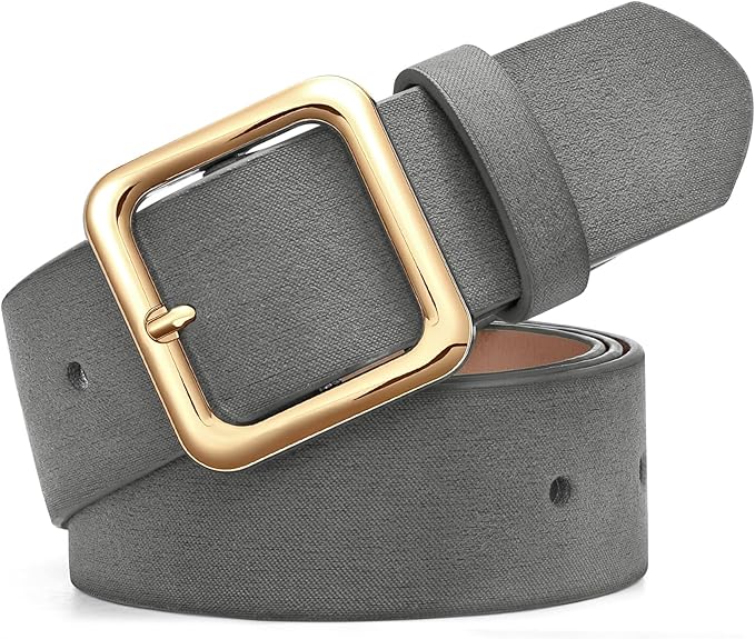 XZQTIVE Women’s Suede Belt for Jeans Pants Dresses Fashion Ladies Dark Brown Belt with Gold Buckle
