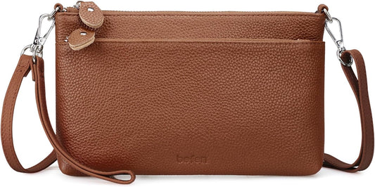 befen Genuine Leather Wristlet Clutch Wallet Purses with RFID Blocking, Small Crossbody Bags Shoulder Handbag for Women