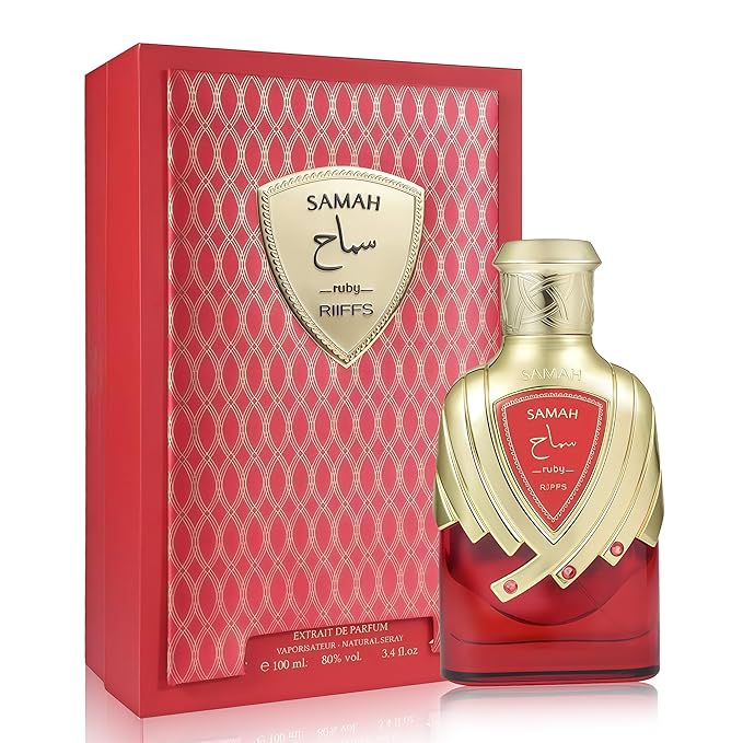 Samah Ruby Women's Gourmand Perfume Eau de Parfum -Saffron, Bitter Almond & Ambergris Luxury Scent with 24H Longevity | 3.4 Fl Oz 80% Vol Seductive Edible Fragrance