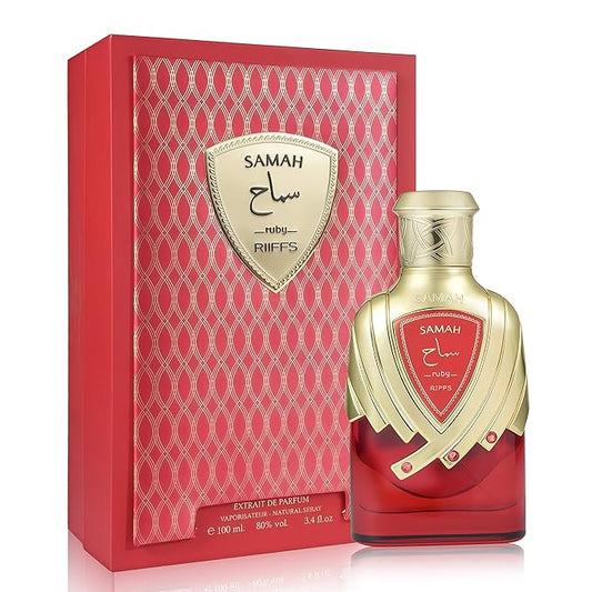 Samah Ruby Women's Gourmand Perfume Eau de Parfum -Saffron, Bitter Almond & Ambergris Luxury Scent with 24H Longevity | 3.4 Fl Oz 80% Vol Seductive Edible Fragrance