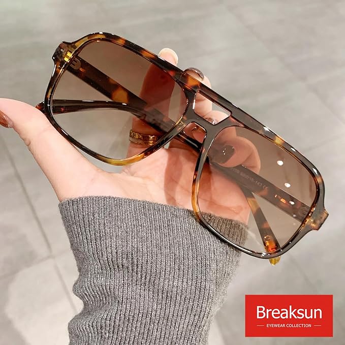 Retro Aviator Sunglasses for Women Men Trendy Classic 70s Square Aviator Sun Glasses Vintage Shades