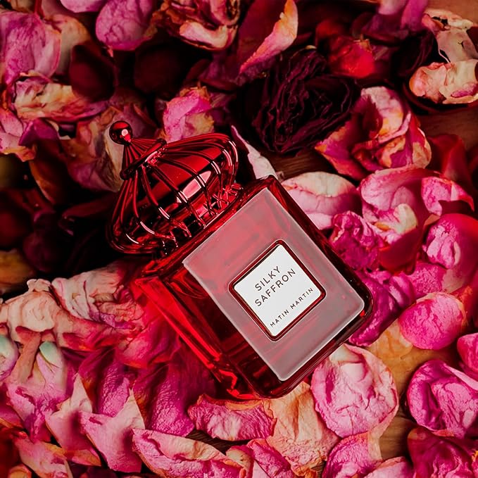 Matin Martin Silky Saffron for Unisex - Arabian Perfume for Women & Men - Long Lasting Woody Spicy Fragrance with Leather, Vetiver, Sandalwood Notes - Arabic Cologne - Travel Size - 3.4 oz EDP Spray