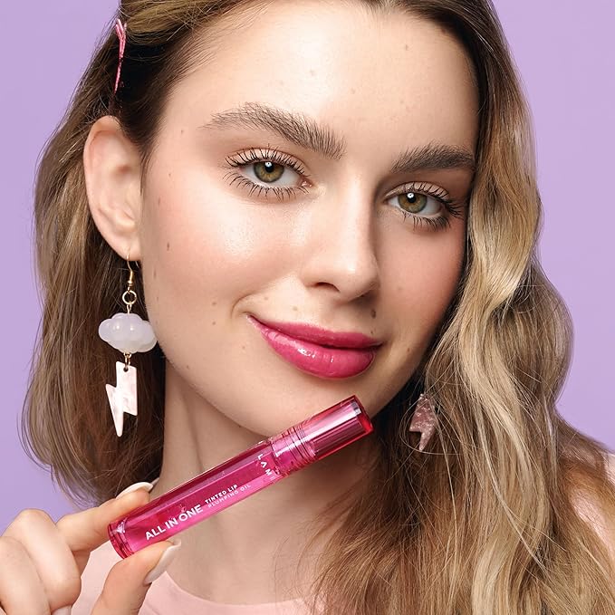 Lamel All-in-One Lip Tinted Plumping Oil - Universal Color & Moisture, Soft Balm for Day & Night Use, Lip Mask&Lip Gloss - Long-Lasting & Scented, Berry Ice 404-3ml/0.1fl.oz