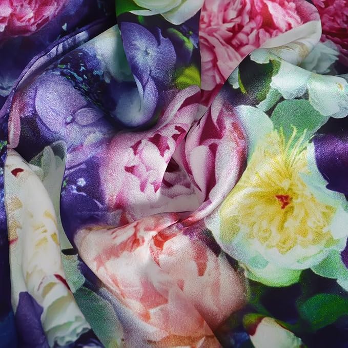 100% Mulberry Silk Scarf for Women Neck Oblong Headscarves Long Floral Print Lightweight Silk Wraps Shawls 67"*20"