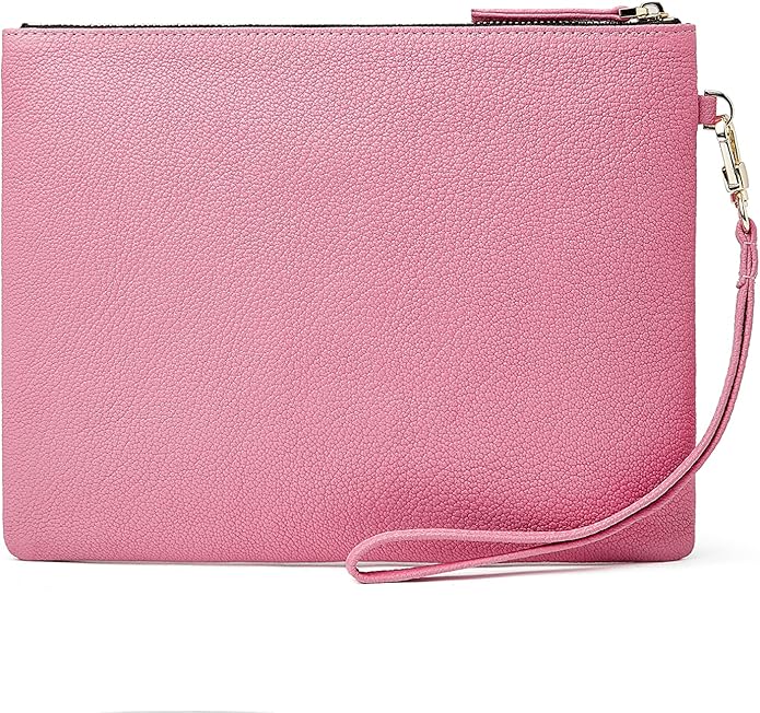 DORIS&JACKY Lambskin Leather Wristlet Clutch Purse for Women Soft Designer Slim Cell Phone Pouch Bag with Detachable Strap