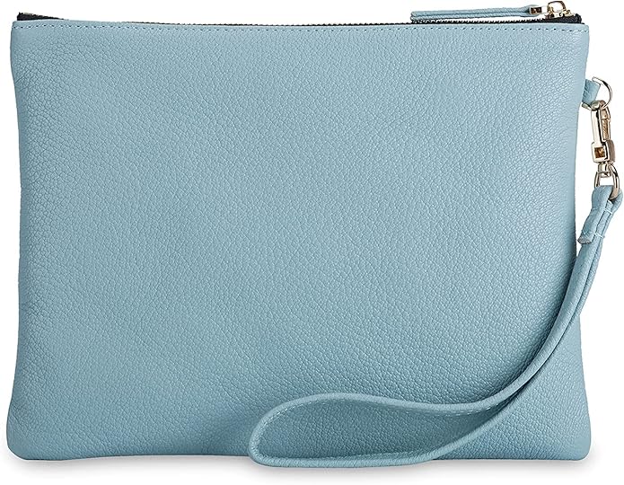 DORIS&JACKY Lambskin Leather Wristlet Clutch Purse for Women Soft Designer Slim Cell Phone Pouch Bag with Detachable Strap