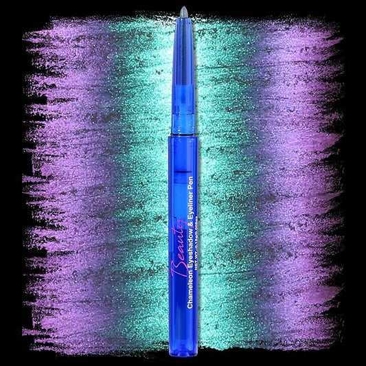 Chameleon Metallic Eyeshadow & Eyeliner Gel Pencil – Multichrome Shifting Colors Glitter Eye Makeup, Waterproof Long-Lasting Smudge-Proof Duochrome Pencil (Teal Green to Rose Magenta)