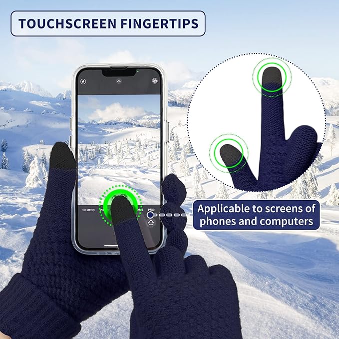 Omisy 4 Pairs Winter Gloves Women Touchscreen Cold Weather, Valentines Day Gifts for Her Wife Mom Girlfriend, Wam Mitten