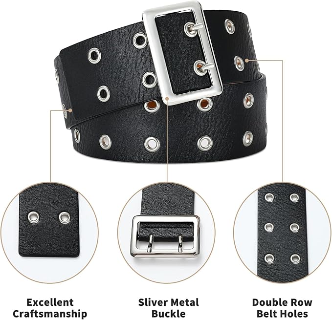 Wide Belts for Women Leather Wide Belts Fashion Thick Black Belt With Gold Buckle Belt for Dresses