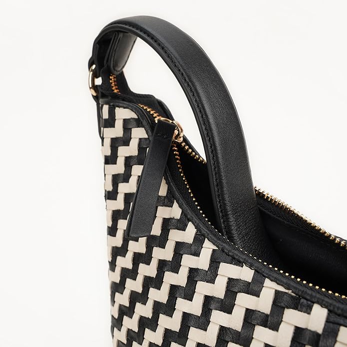 Handmade Woven Genuine Leather Bag, Premium Quality, Crossbody Purse & Hobo Handbag, Diagonal Pattern, 11.81x3.94x9.06 Inches