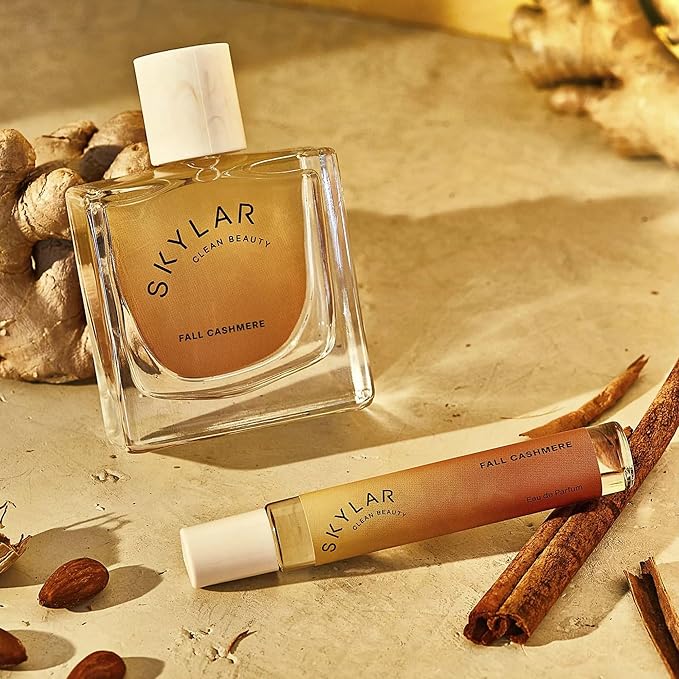 Skylar Fall Cashmere Eau de Parfum - Hypoallergenic & Clean Perfume for Women & Men, Vegan & Safe for Sensitive Skin - Spicy Gourmand Perfume with Notes of Cinnamon, Almond & Ginger - 10mL /0.33 Fl oz