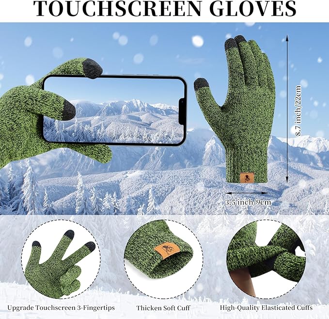 Winter Warm Beanie Hat Touchscreen Gloves Long Scarf Set for Women with Headband, Knit Cap Scarves with Tassel for Women