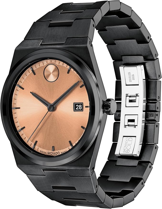 Movado Bold Quest Men's Sport Watch - Swiss Quartz Movement, Stainless Steel Link Bracelet - 5 ATM Water Resistance - Luxury Fashion Timepiece for Him - 40mm