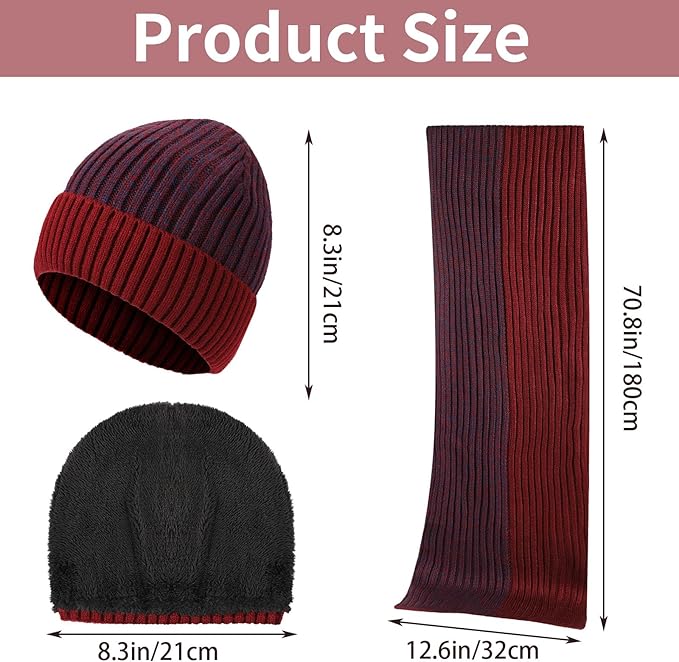 SATINIOR 6 Pcs Winter Hat Scarf Socks Touch Screen Gloves Sets Women Men Fleece Lined Knit Beanies Winter Gifts
