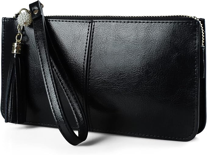befen Genuine Leather Wristlet Clutch for Women Ultra-Slim Ladies Credit Card Holder Wallet Purses with RFID Protection