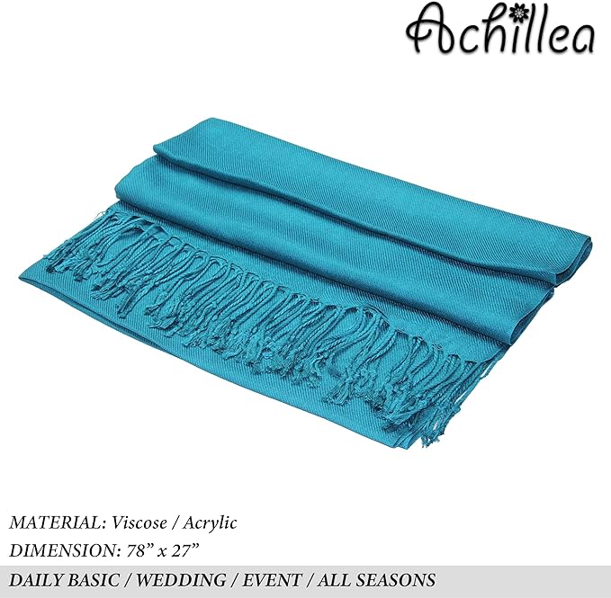 Achillea Soft Silky Pashmina Scarf for Women – Shawl Wrap for Evening Dresses, Bridesmaids, Weddings & Everyday Wear