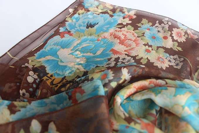 Pokeedioty Scarfs for Women Lightweight Fashion Scarves Elegant Floral Pattern Sheer Scarfs
