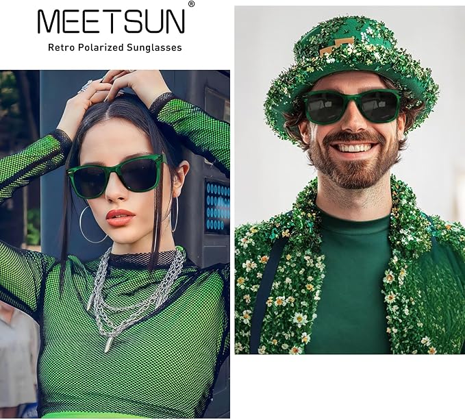 MEETSUN Polarized Sunglasses for Women Men Classic Retro Square Frame Driving Sun Glasses UV Protection
