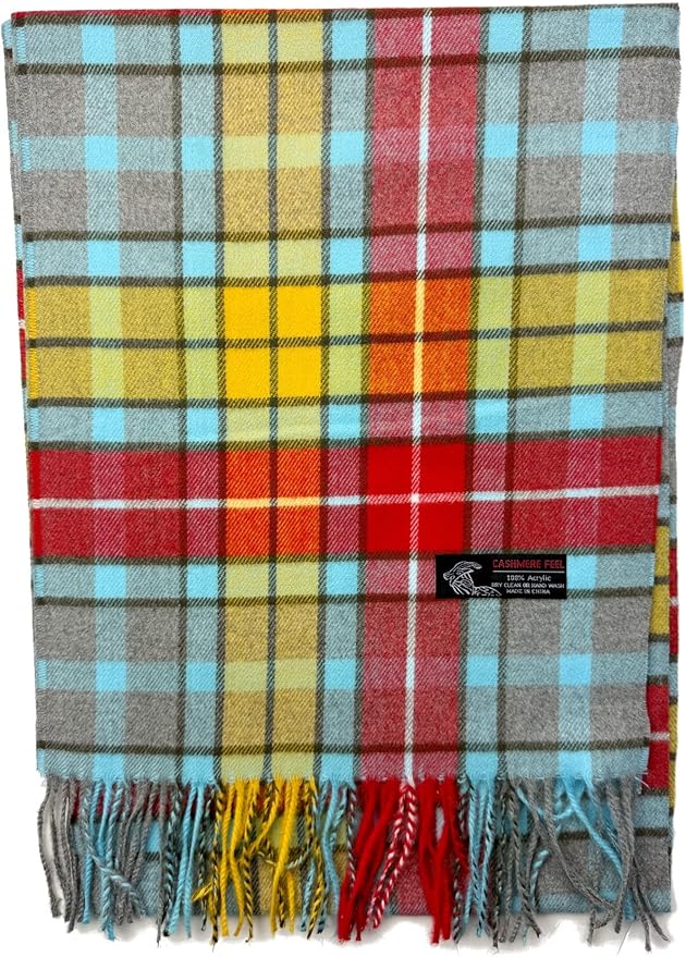 Plum Feathers Plaid Check and Solid Cashmere Feel Winter Scarf, Warm Scarfs, Cold Weather Accessories, Fringe Scarves
