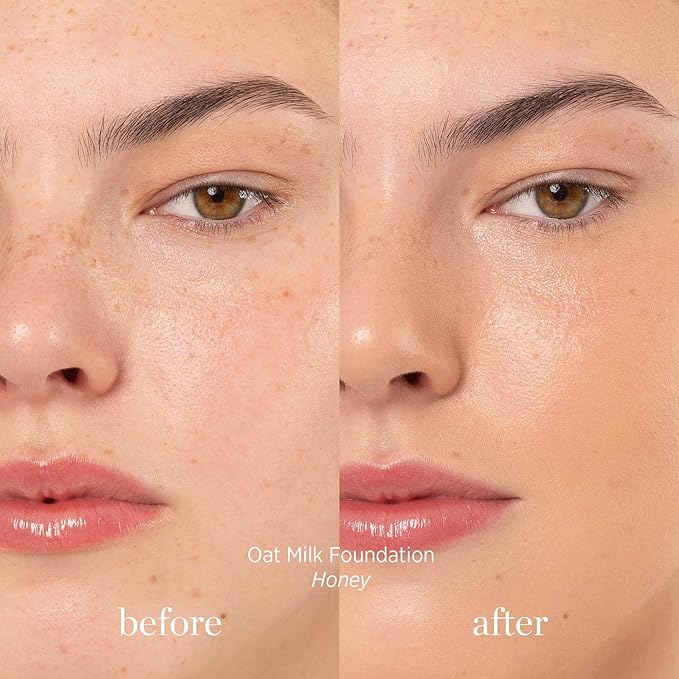 Ere Perez - Natural Oat Milk Liquid Foundation | Breathable, Buildable, Med-Full Coverage | Peach Extract, Vitamin E | Vegan, Cruelty-Free, Clean Beauty (Honey | light neutral cool, 1 fl oz | 30 ml)