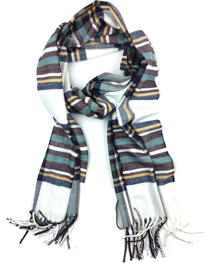 Plum Feathers Plaid Check and Solid Cashmere Feel Winter Scarf, Warm Scarfs, Cold Weather Accessories, Fringe Scarves